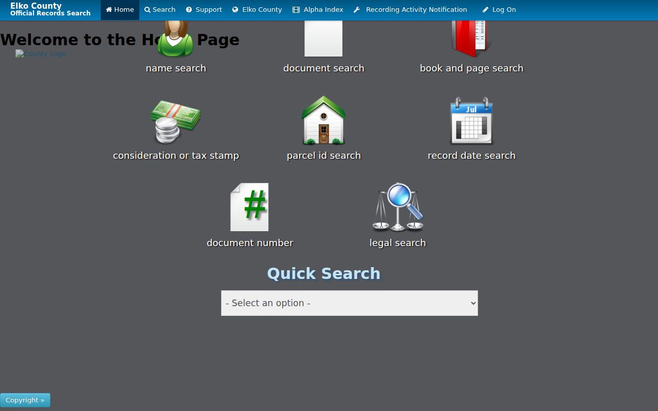 Elko residents directory Recorder index search options
