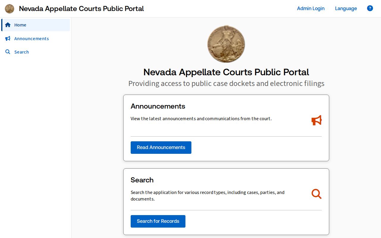Elko resident lookup Nevada ACIS court access screen