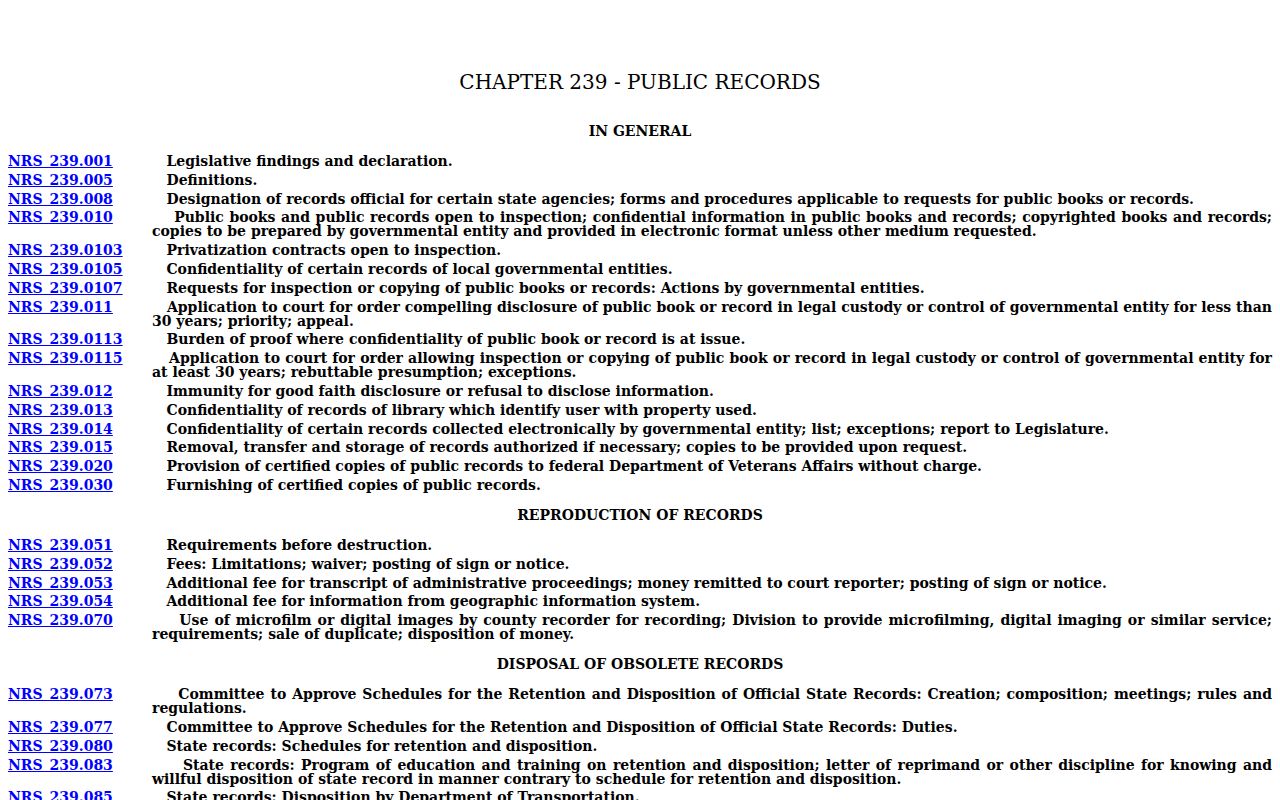 Elko residents directory Nevada Public Records Act source